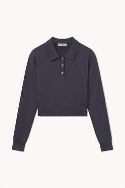 NEW ETERNE women's cropped polo sweatshirt in washed navy